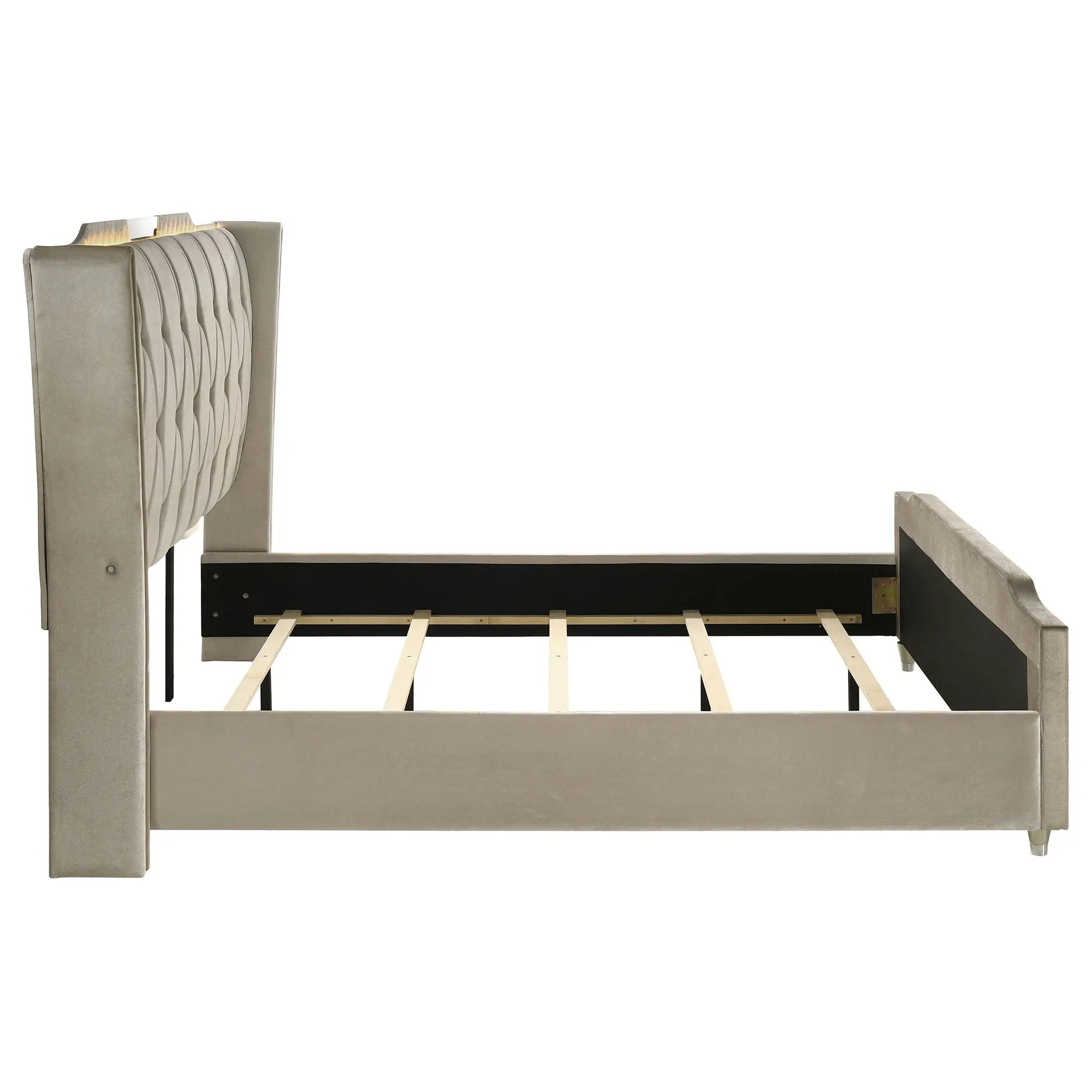 Lorient California King LED Upholstered Bed Ivory and Camel by Unique Piece Furniture