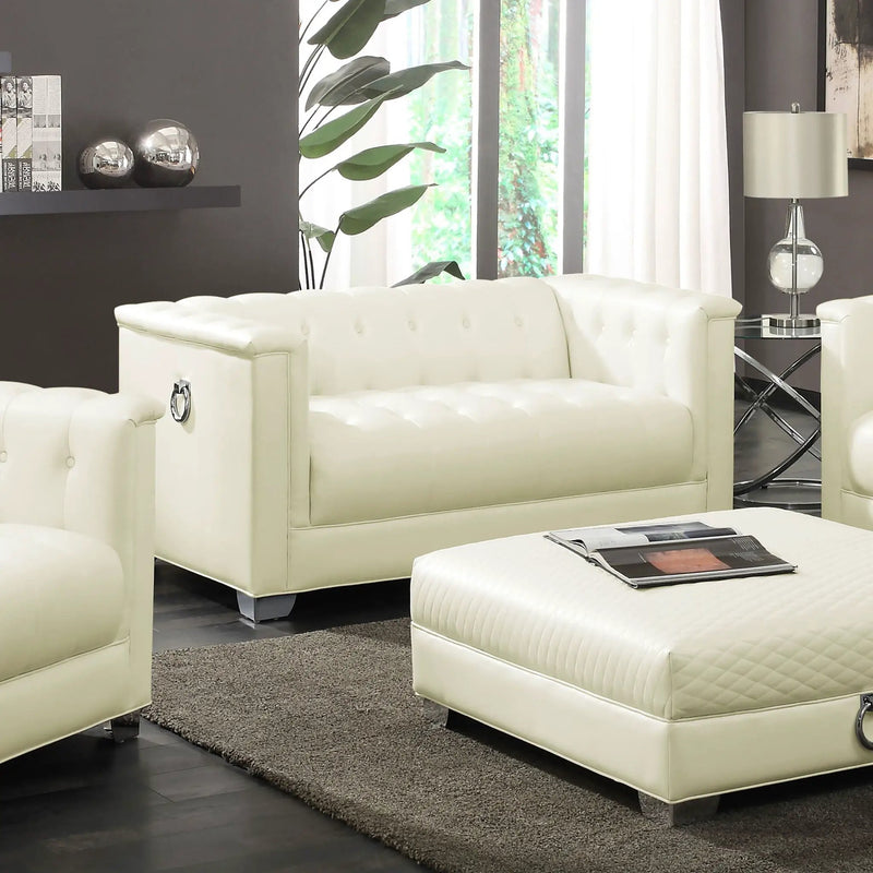 Earline - Upholstered Track Arm Loveseat - White