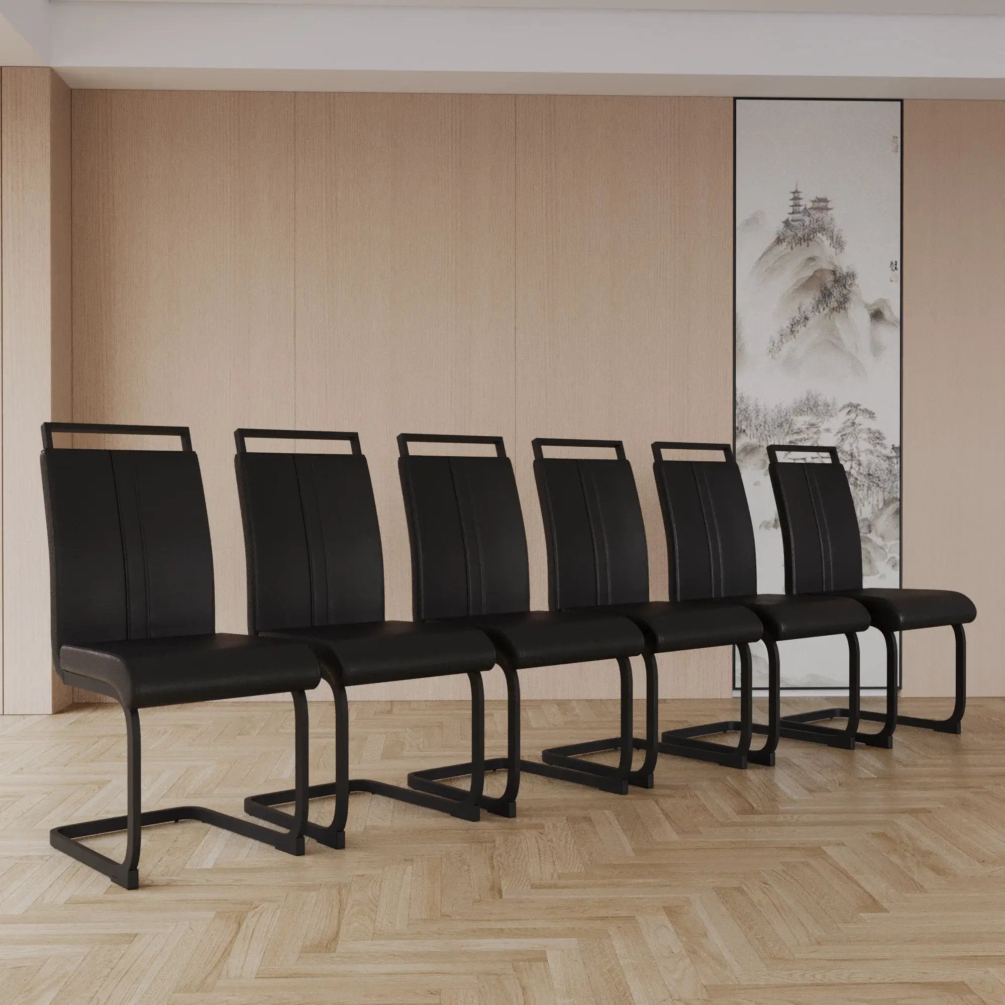 Modern Dining Chairs With High Back Upholstered Design Metal Legs