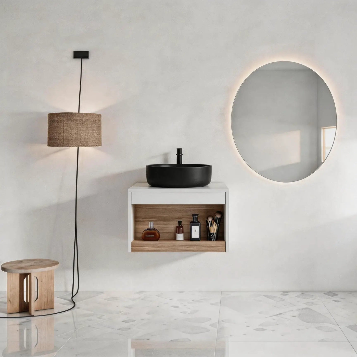 Floating Bathroom Vanity With Glossy Round Vessel Sink by HouseOfZazla