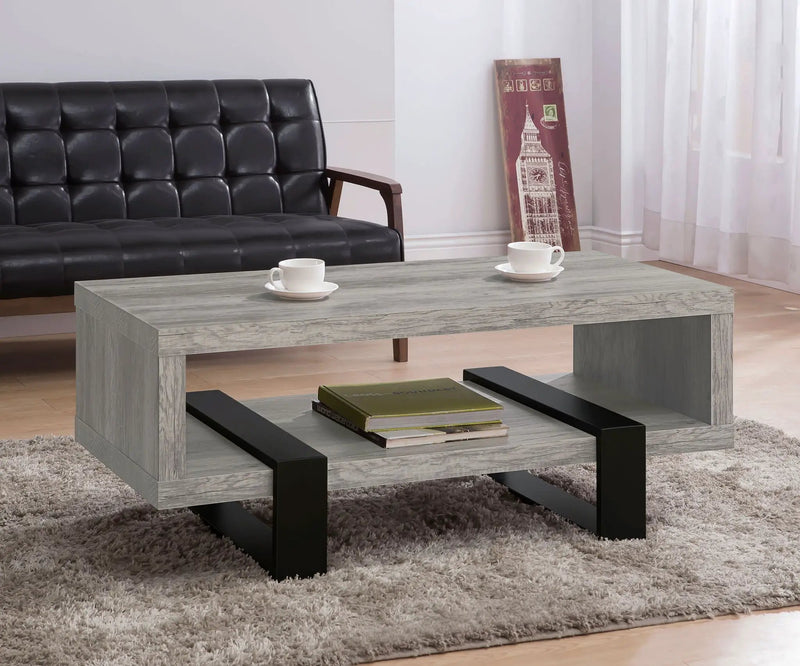 Dinard Engineered Wood Cocktail Coffee Table Grey Driftwood by Unique Piece Furniture