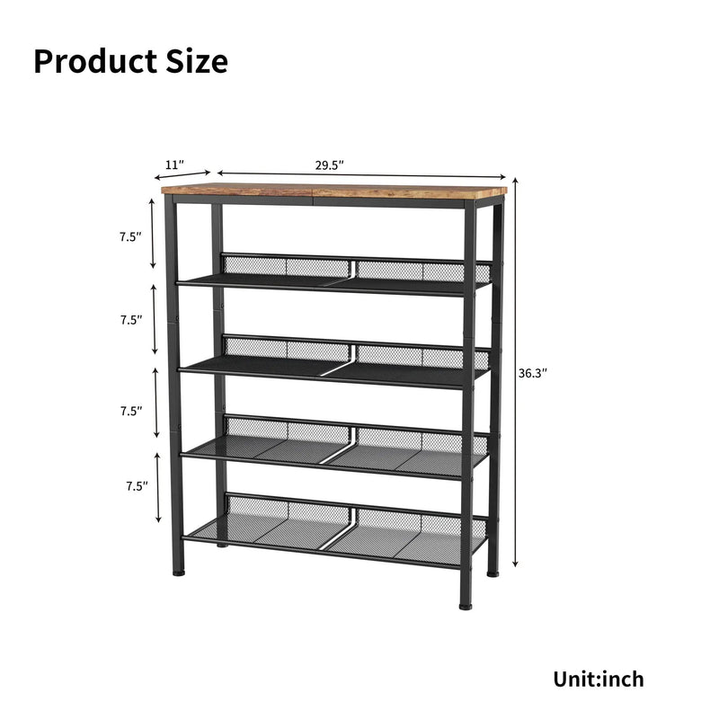 Industrial Shoe Rack with 4 Mesh Shelves by HouseOfZazla