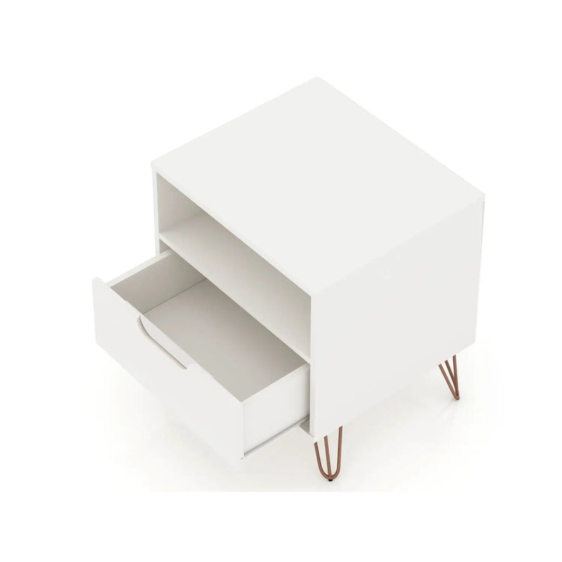 Rockefeller - Nightstand With 1 Drawer - White by HouseOfZazla