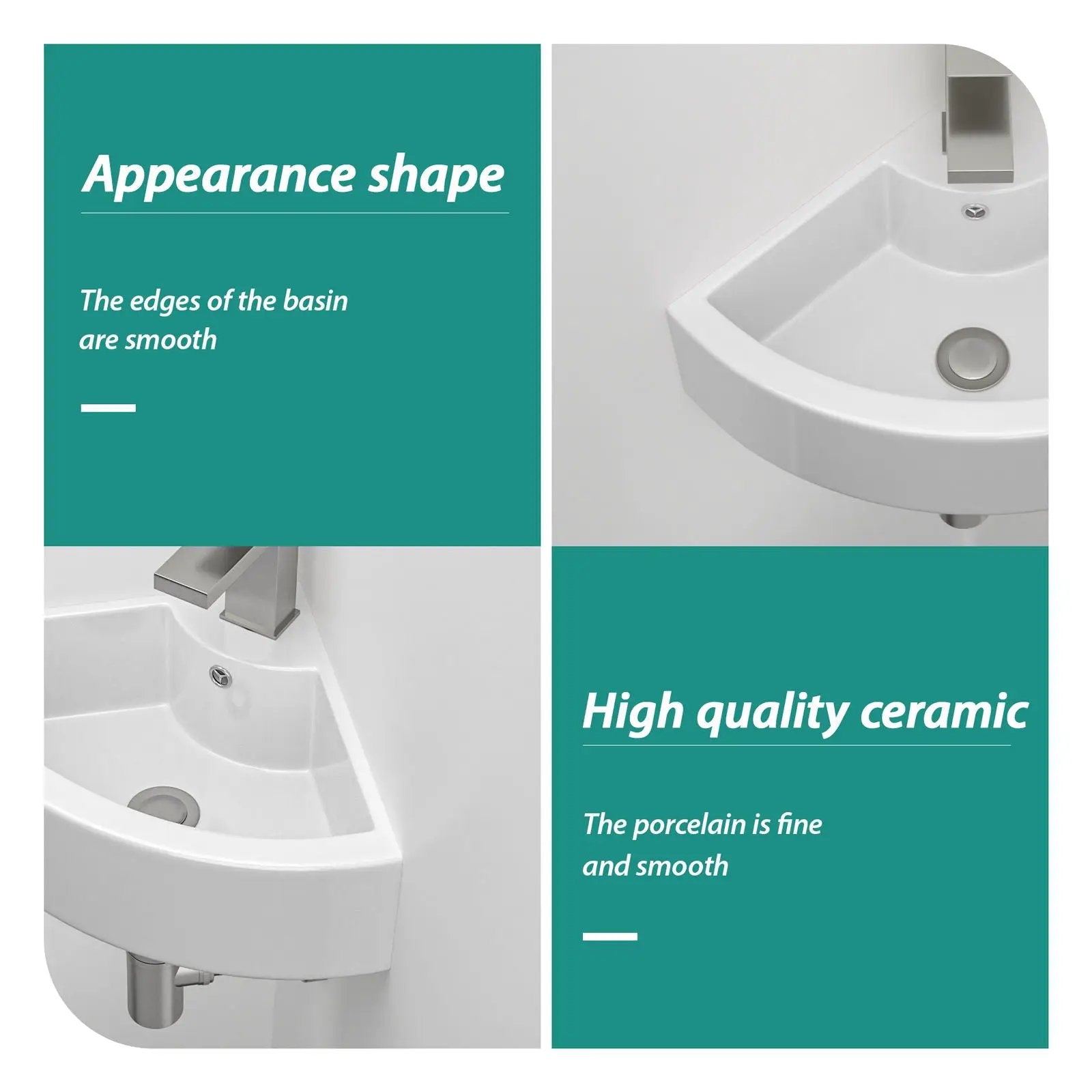 Triangle Porcelain Wall Mount Vessel Sink With Single Faucet Hole & Overflow by HouseOfZazla