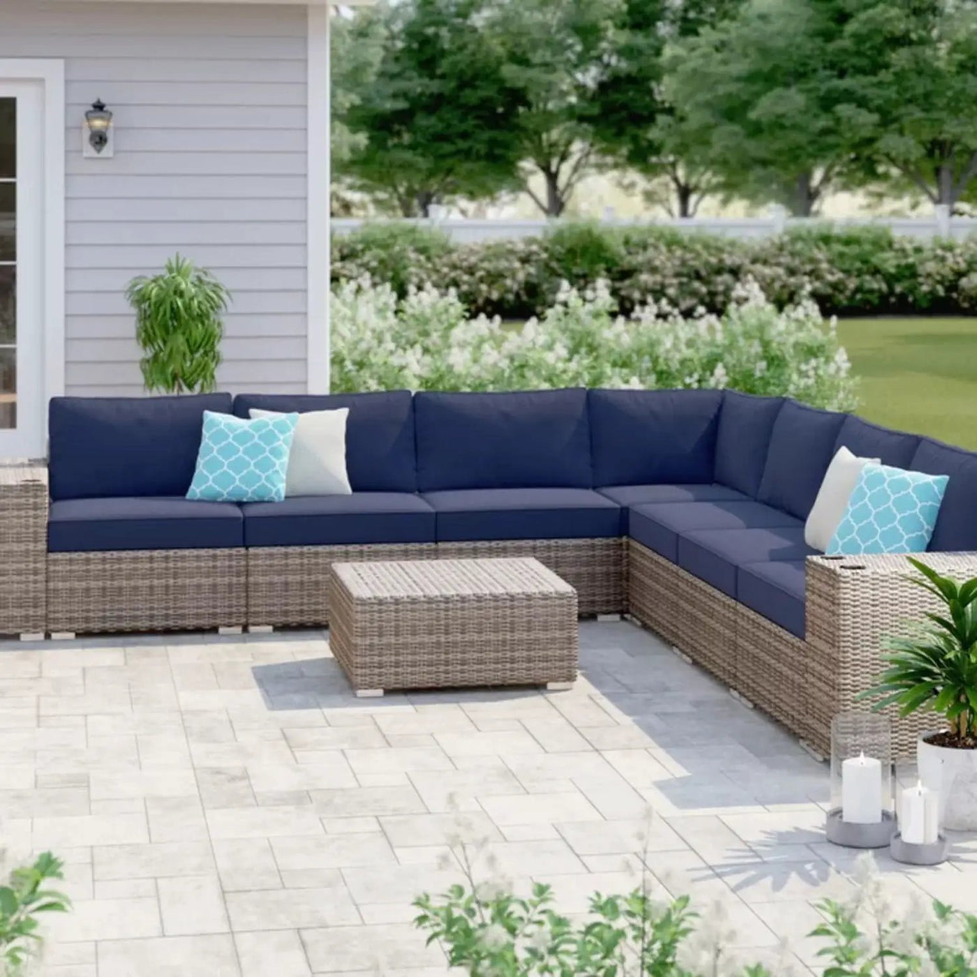 Stylish Rattan Wicker Person Seating Group With Premium Sunbrella Cushions Perfect For Outdoor Entertaining by HouseOfZazla