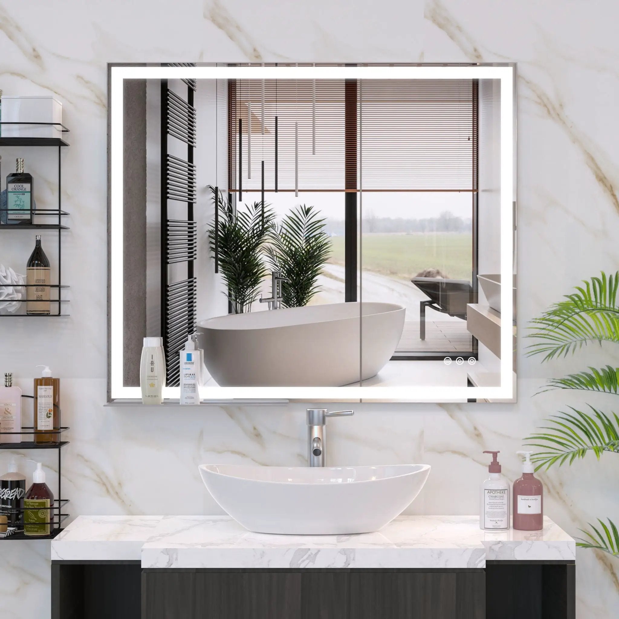LED Bathroom Vanity Mirror Wall Mounted Adjustable / Warm / Natural Lights Anti-Fog Touch Switch With Memory Modern Smart Large Bathroom Mirrors by HouseOfZazla