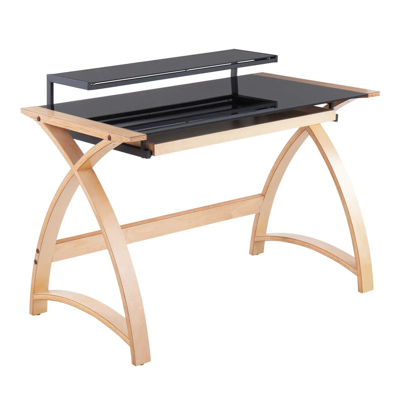 Bentley - Mid-Century Modern Office Desk - Natural / Black by HouseOfZazla
