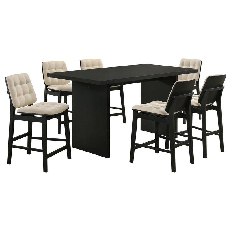 Decker 7-piece 70-inch Rectangular Counter Height Dining Set Cream and Black by Unique Piece Furniture