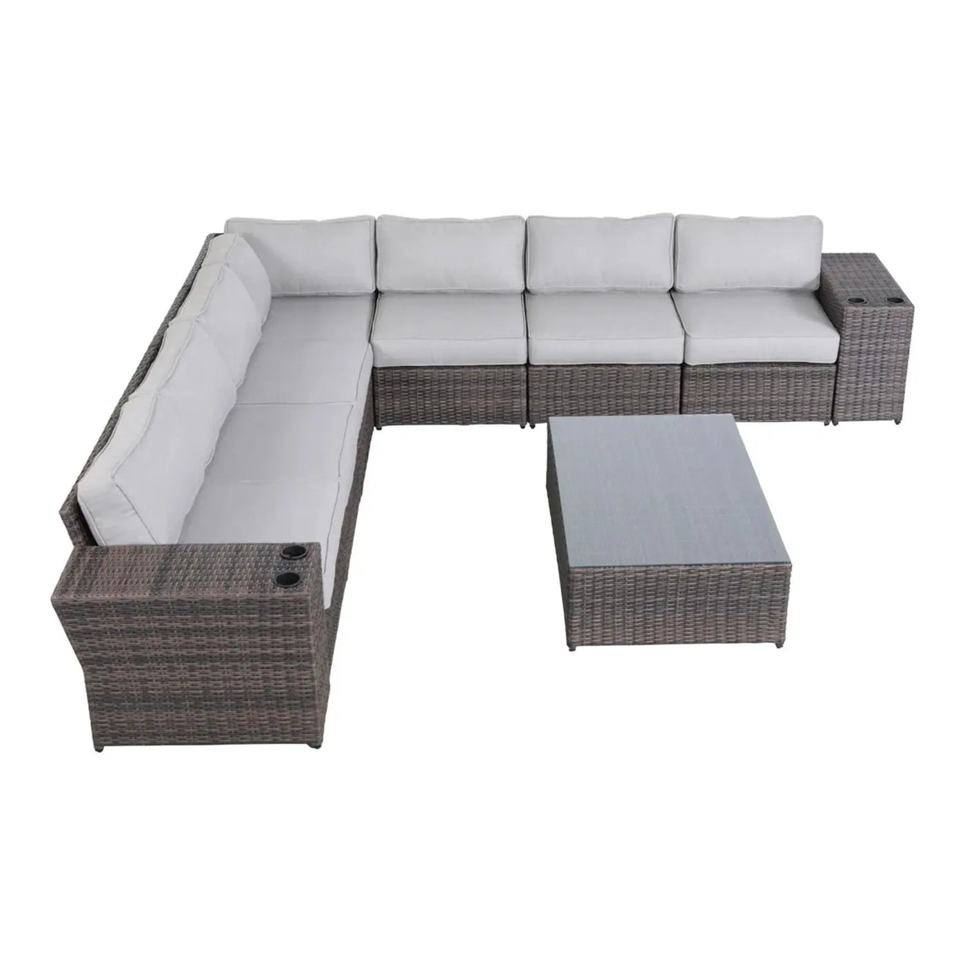 Outdoor Wicker Sectional With Weather Resistant Cushions And Table by Unique Piece Furniture
