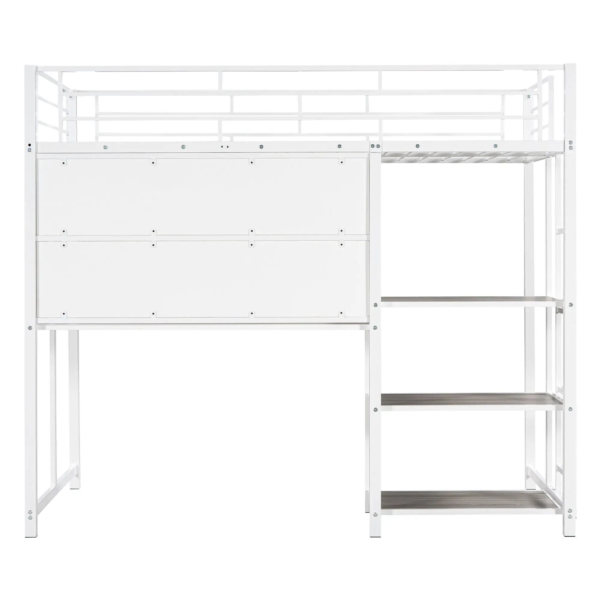 Metal Loft Bed With Desk, 3 Shelves And Ladder by HouseOfZazla