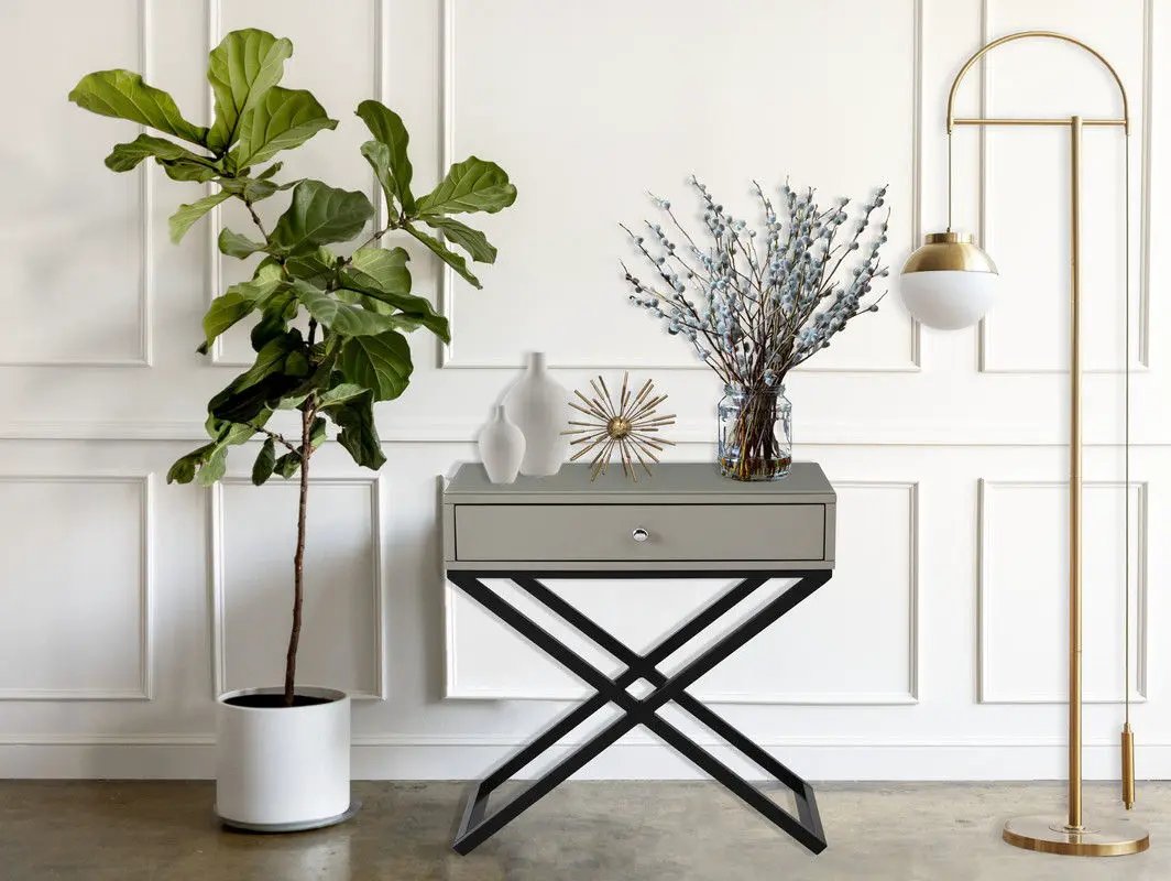 Koda - End Side Table Nightstand, Drawer And Cross Base by HouseOfZazla