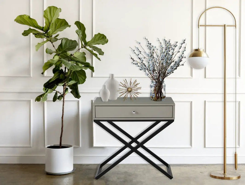 Koda - End Side Table Nightstand, Drawer And Cross Base by HouseOfZazla