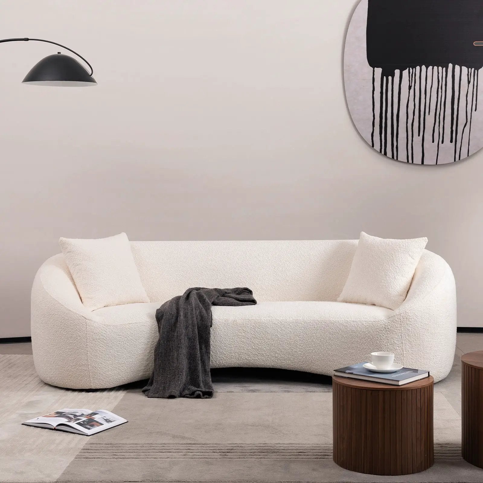 Minimalist Curved Sofa, 3 Seater by HouseOfZazla