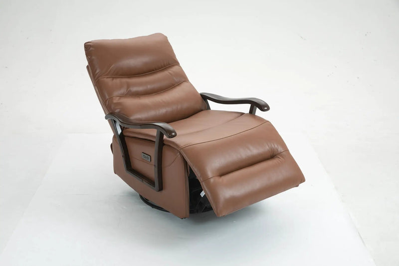 Swivel Rocker Recliner Power Glider Chair With Solid Wood Armrests, Extra Wide Reclining Sofa Chair Upholstered Living Room Single Sofa by HouseOfZazla