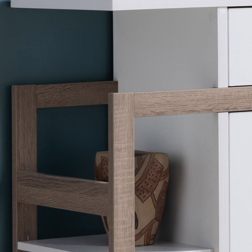 Modern Kitchen Buffet Organizing Cabinet with 4 Shelves - White / Dark Taupe, photo 3 of 10