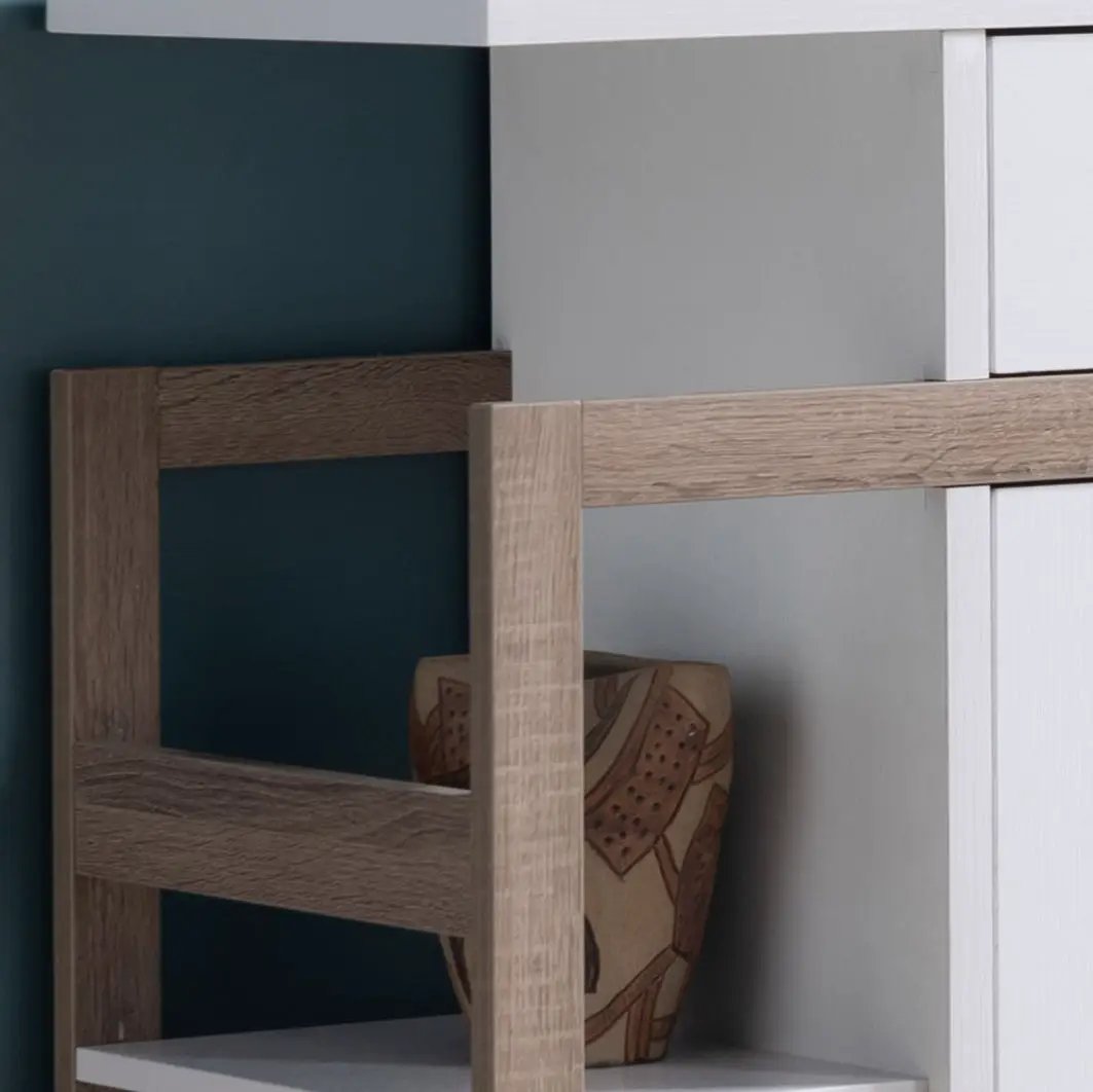 Modernize Kitchen Buffet Organizing Cabinet With 4 Shelves - White / Dark Taupe by HouseOfZazla