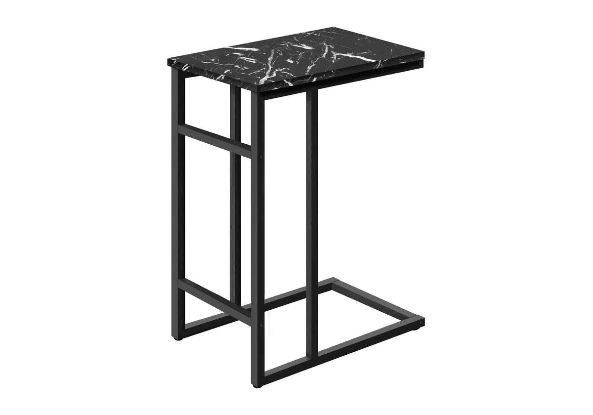 C-Shaped Accent Table with Faux Marble Top - Black, photo 2 of 4