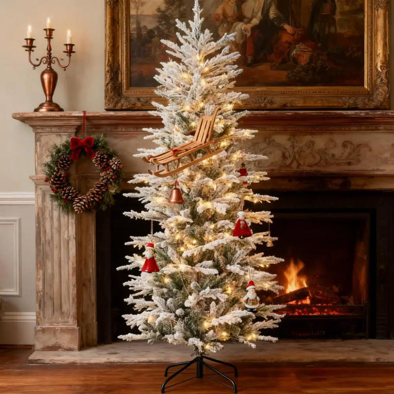 Artificial Flocked Christmas Tree with Warm Lights by HouseOfZazla