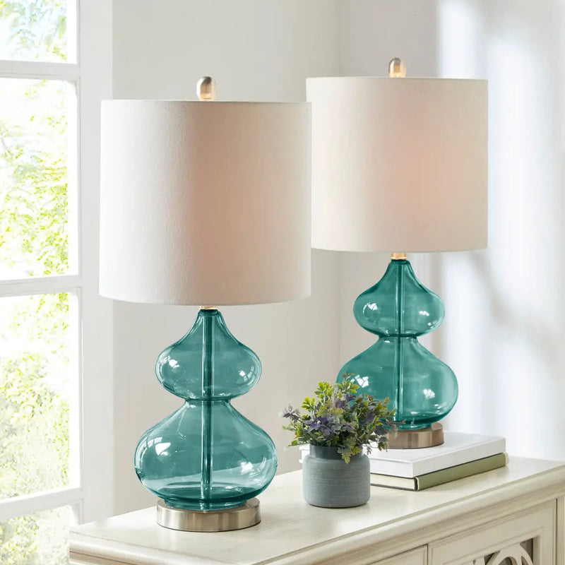Ellipse Curved Glass Table Lamp, Set of 2 by HouseOfZazla