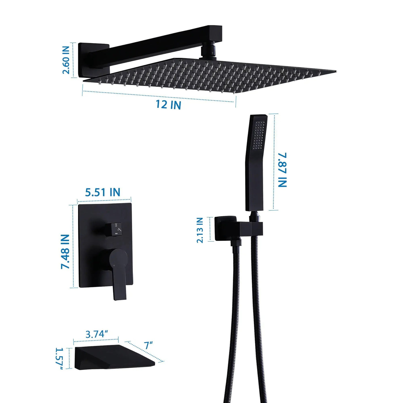 Tub Shower Faucet Set With 12" Rain Shower Head And Handheld Spray Combo by HouseOfZazla