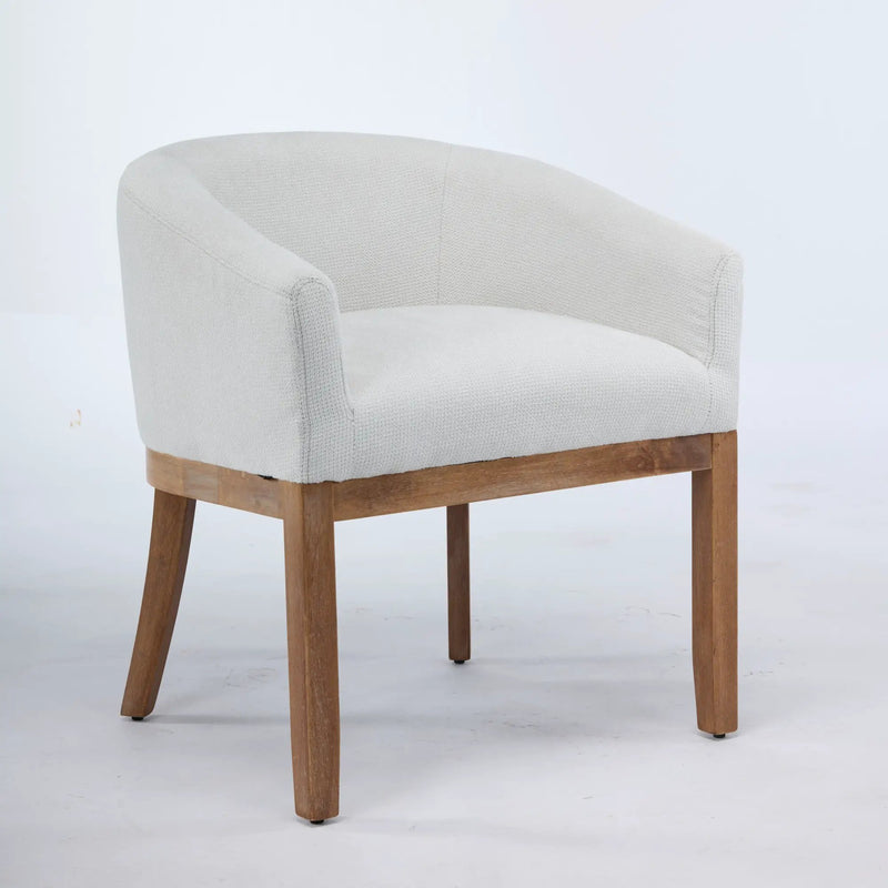 Mid Century Modern Upholstered Barrel Dining Chair with Arms by HouseOfZazla