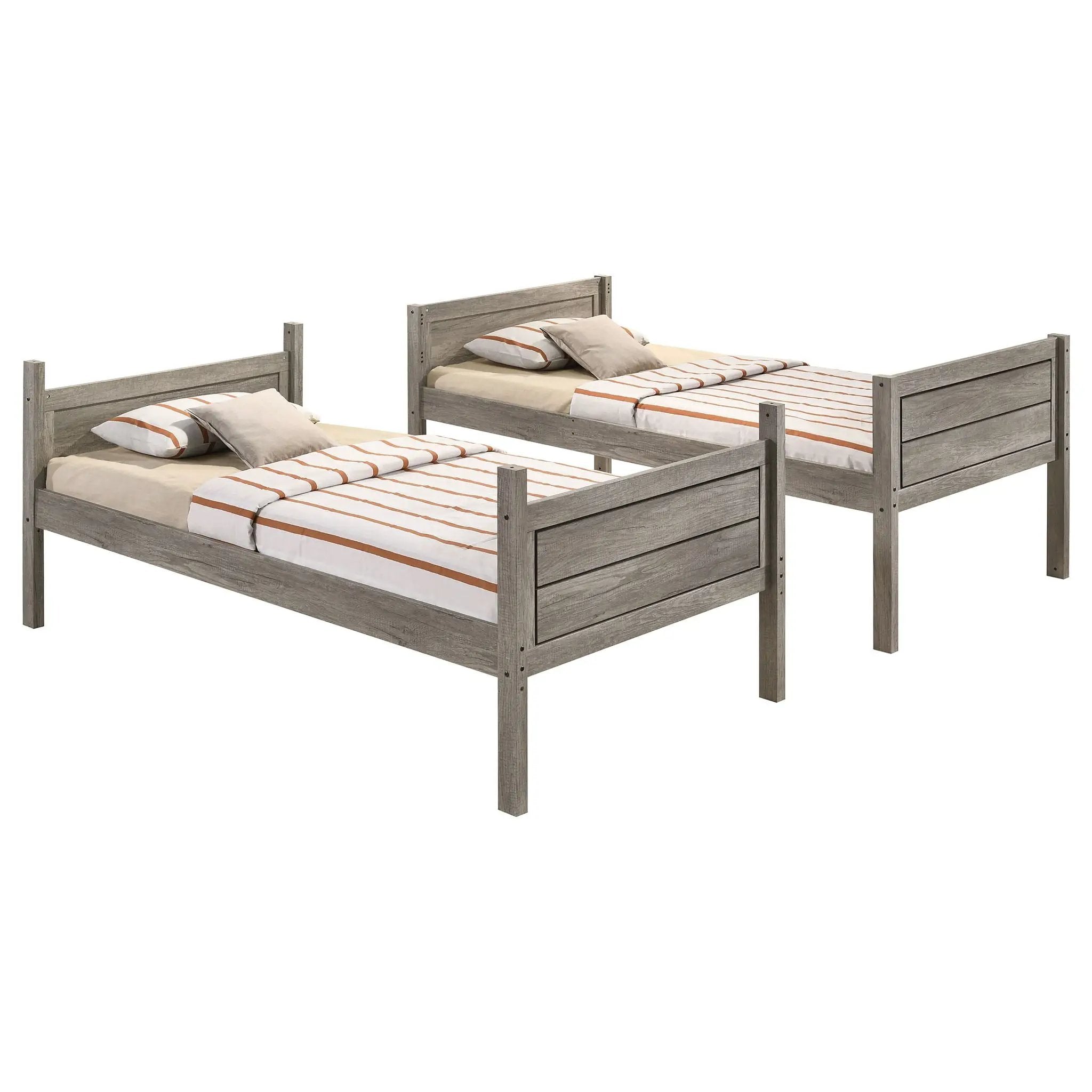 Ryder Wood Twin Over Twin Bunk Bed Weathered Taupe by Unique Piece Furniture