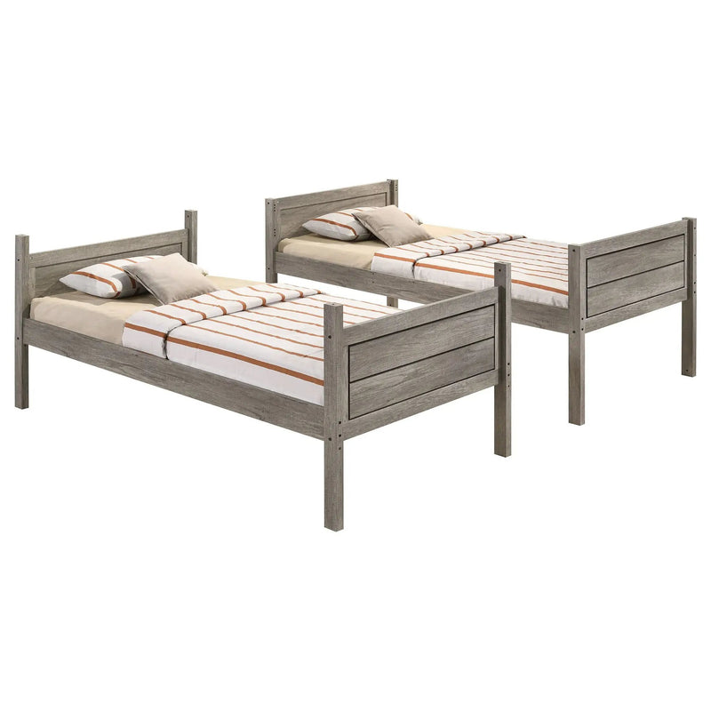 Ryder Wood Twin Over Twin Bunk Bed Weathered Taupe by Unique Piece Furniture