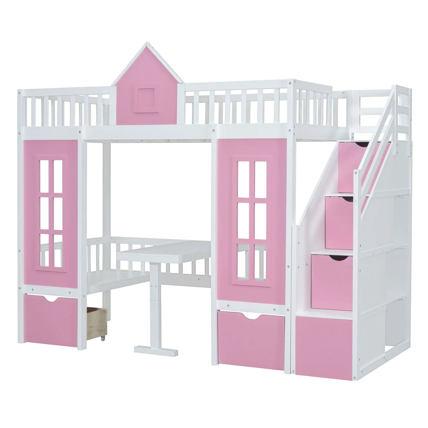 Twin Over Twin Bunk Bed With Changeable Table, Bunk Bed Turn Into Upper Bed And Down Desk by HouseOfZazla