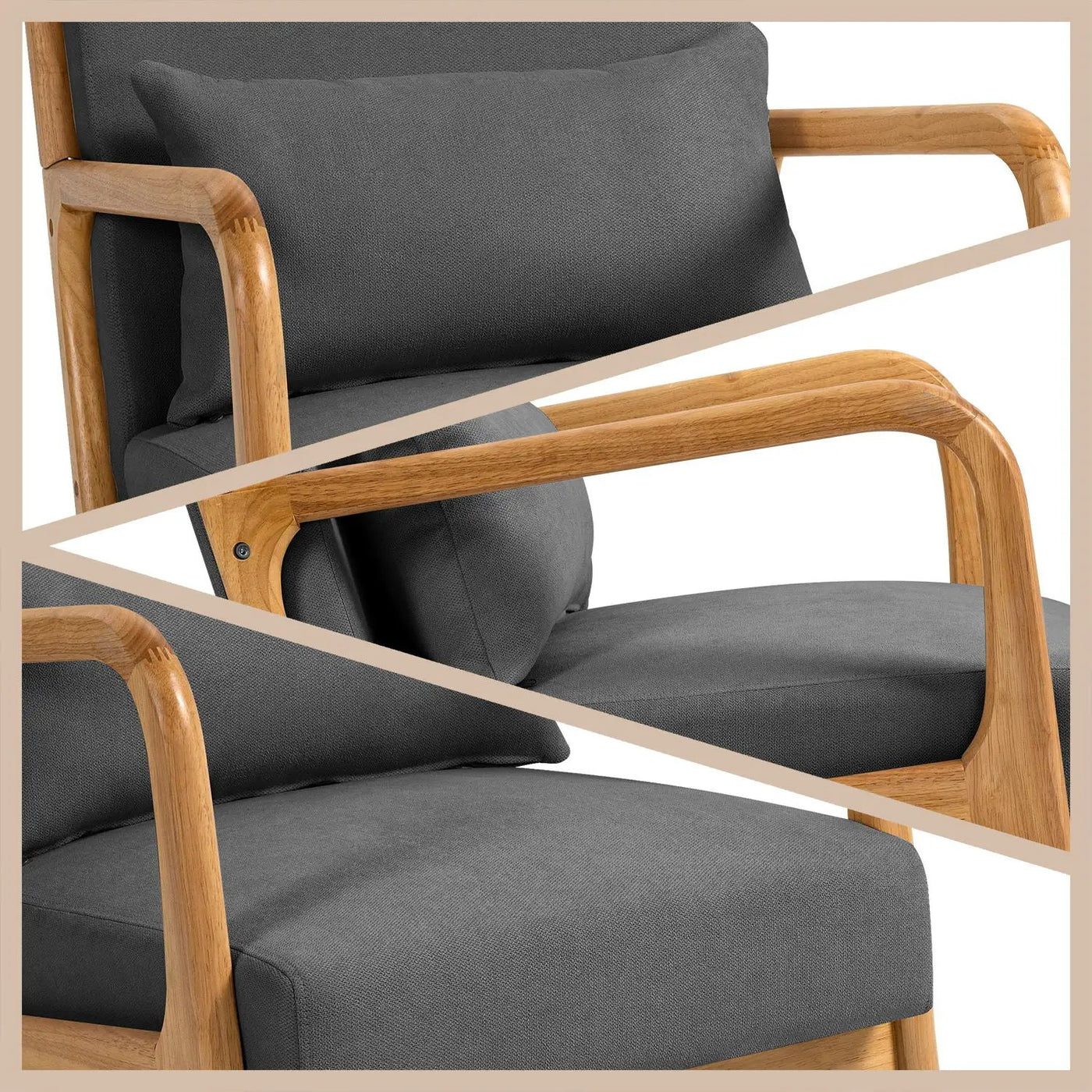 Leisure Chair With Solid Wood Armrest And Feet, Mid-Century Modern Accent Sofa, 1 Seat by Unique Piece Furniture