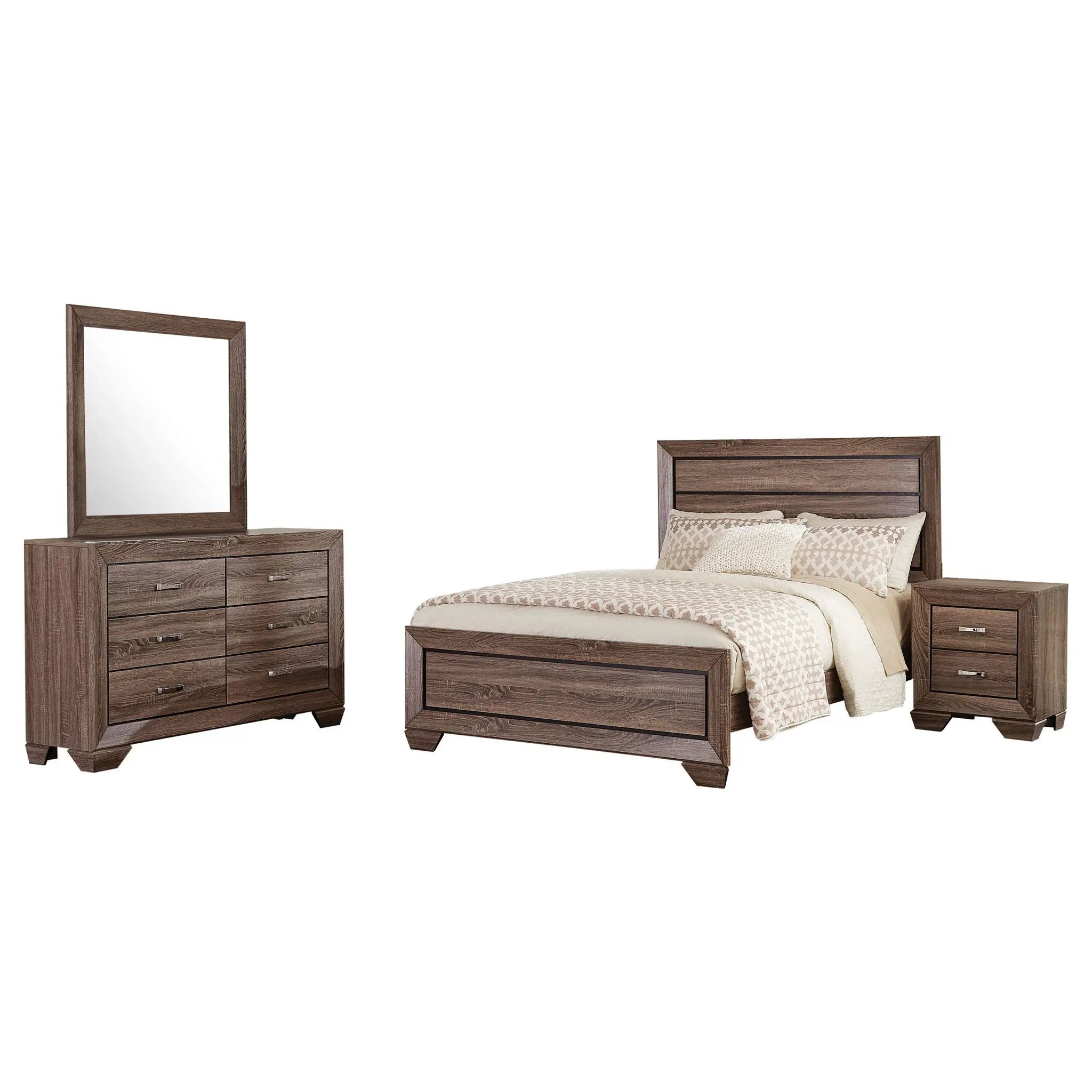 Kauffman 4-piece California King Bedroom Set Washed Taupe by Unique Piece Furniture