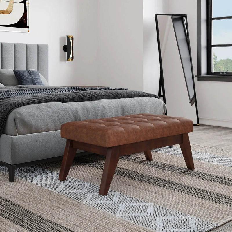 Draper - Upholstered Mid Century Tufted Ottoman Bench by Unique Piece Furniture