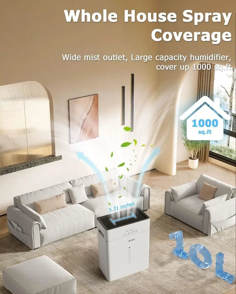 Open Box Humidifiers for Bedroom Large Room, AILINKE Cool and Warm Mist Humidifier 10L/2.64Gal, 12H Timer, 3 Speed, Top Fill, Simulated Flame by Selzalot