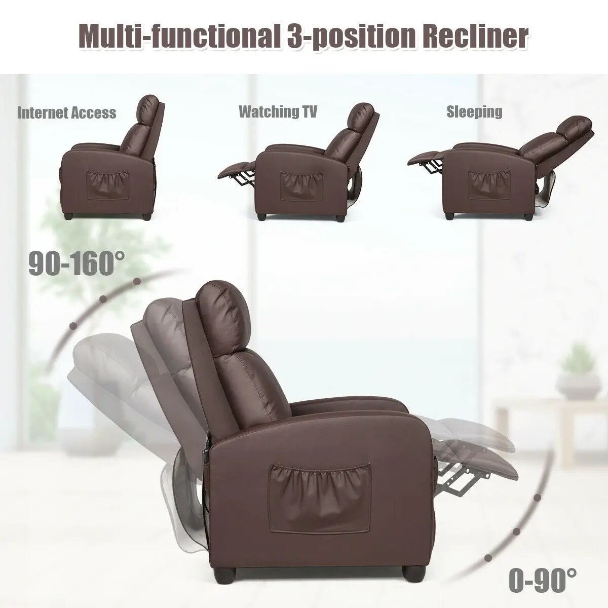 Recliner Sofa Wingback Chair with Massage Function by DirectDeals