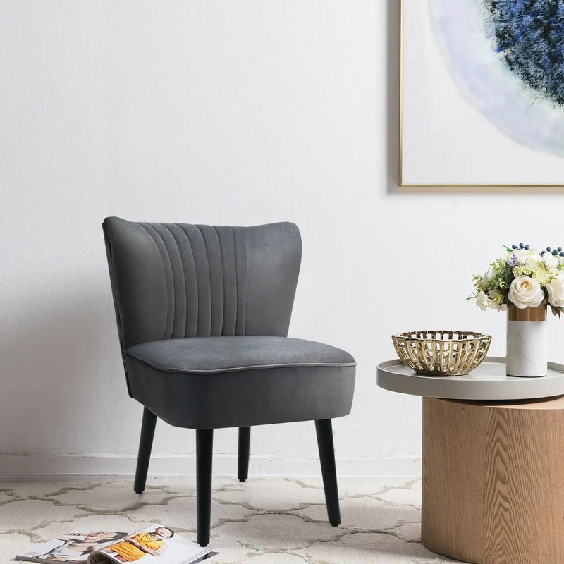 Set of 2 Upholstered Modern Leisure Club Chairs with Solid Wood Legs by DirectDeals
