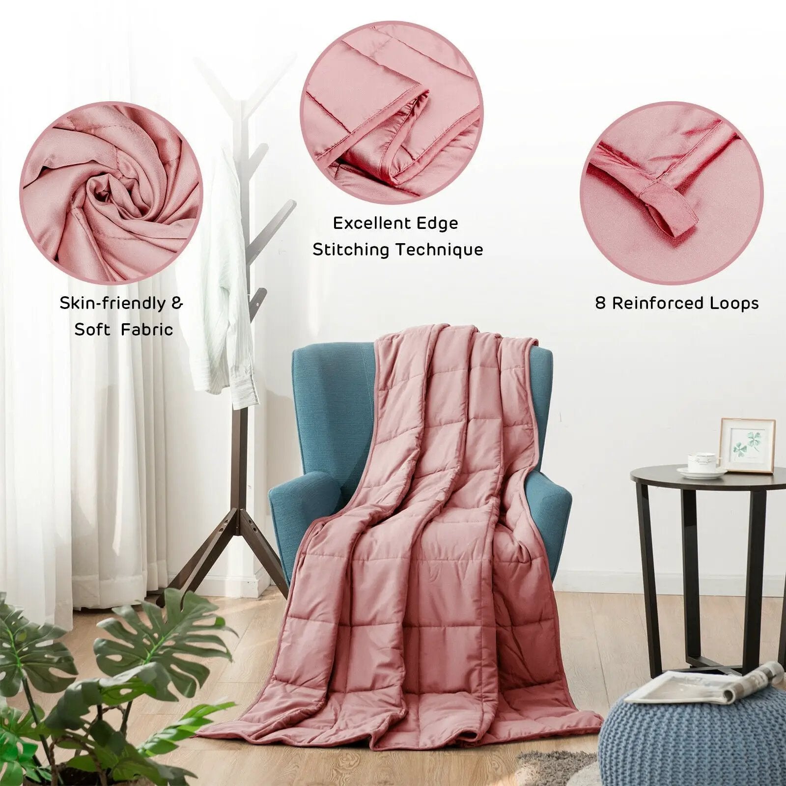 20 lbs 60" x 80" Heavy Weighted Soft Breathable Blanket with Natural Bamboo Fabric -Pink by DirectDeals