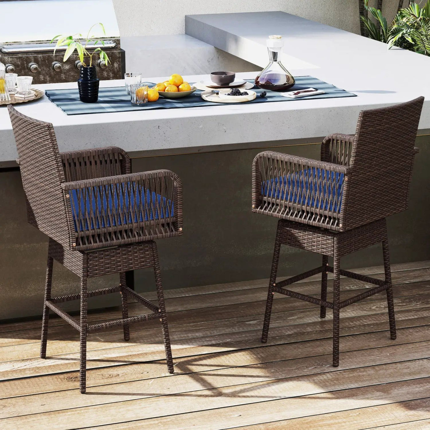 360° Swivel Bar Stool 29" Height with Cushion & Armrests by DirectDeals