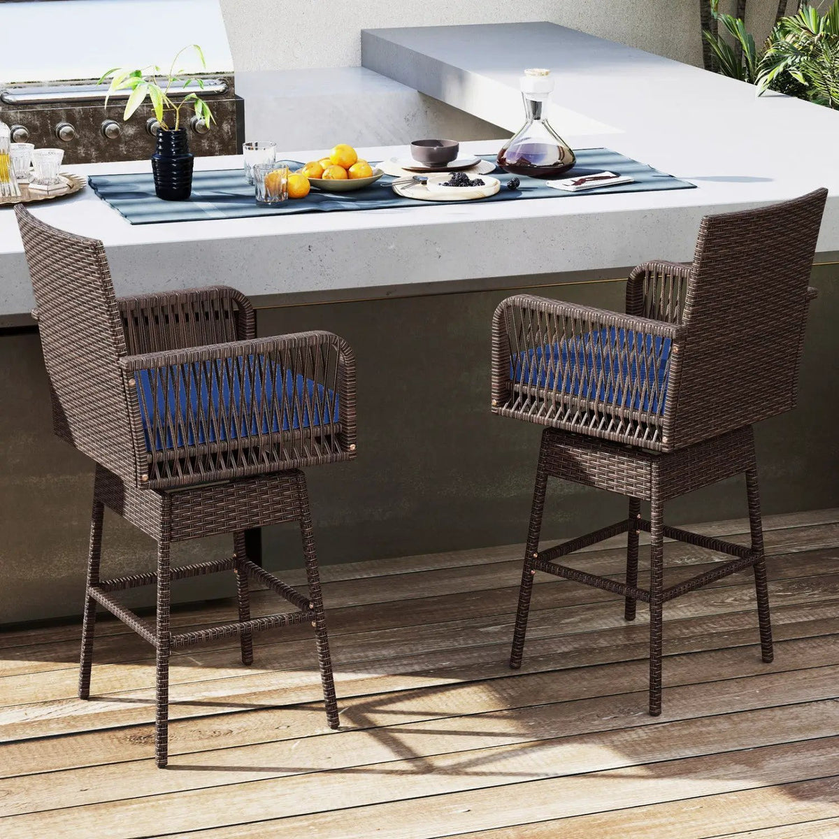 360° Swivel Bar Stool 29" Height with Cushion & Armrests by DirectDeals