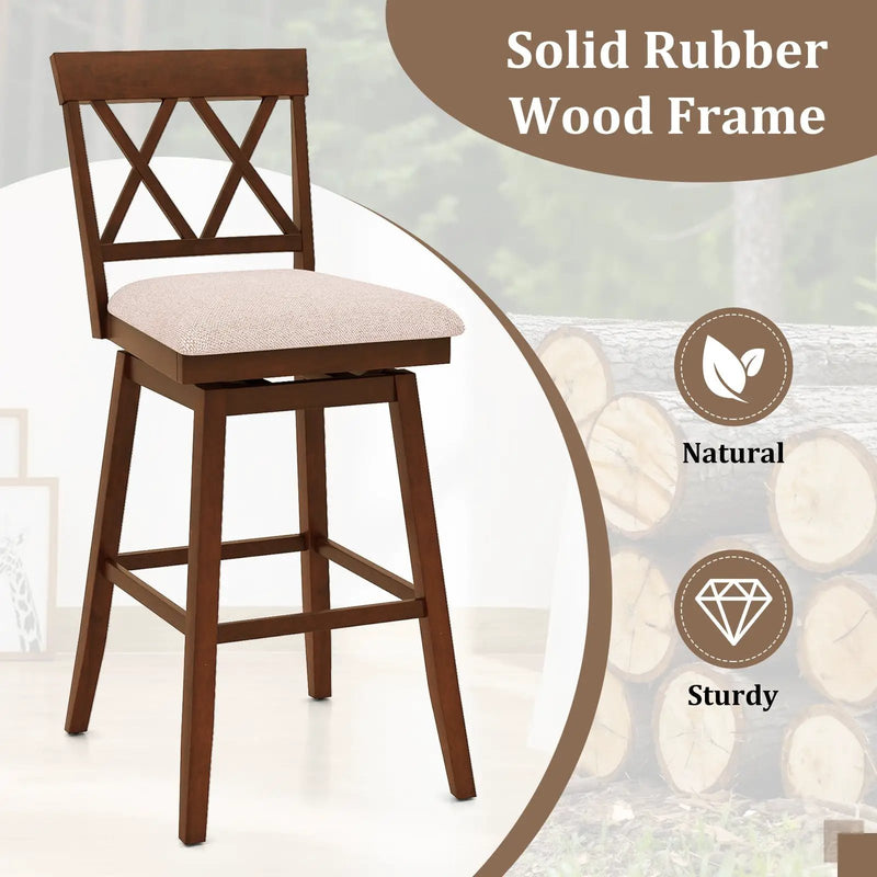 Counter Height Swivel Bar Stools with Upholstered Seat - Set of 2 by DirectDeals
