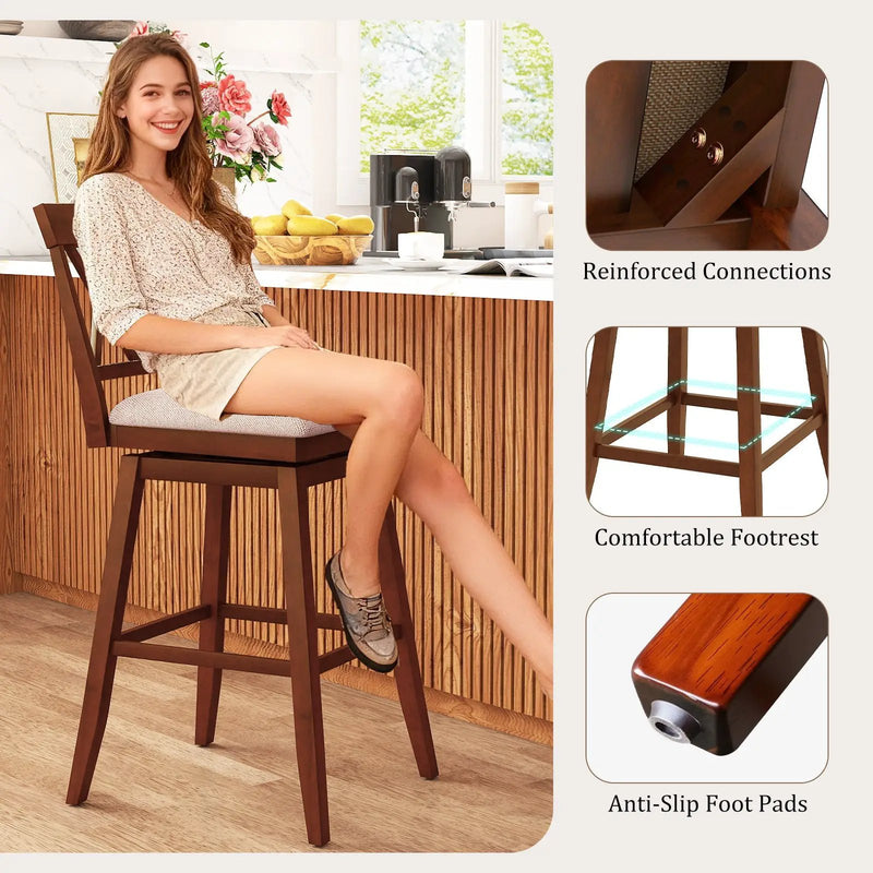 Counter Height Swivel Bar Stools with Upholstered Seat - Set of 2 by DirectDeals