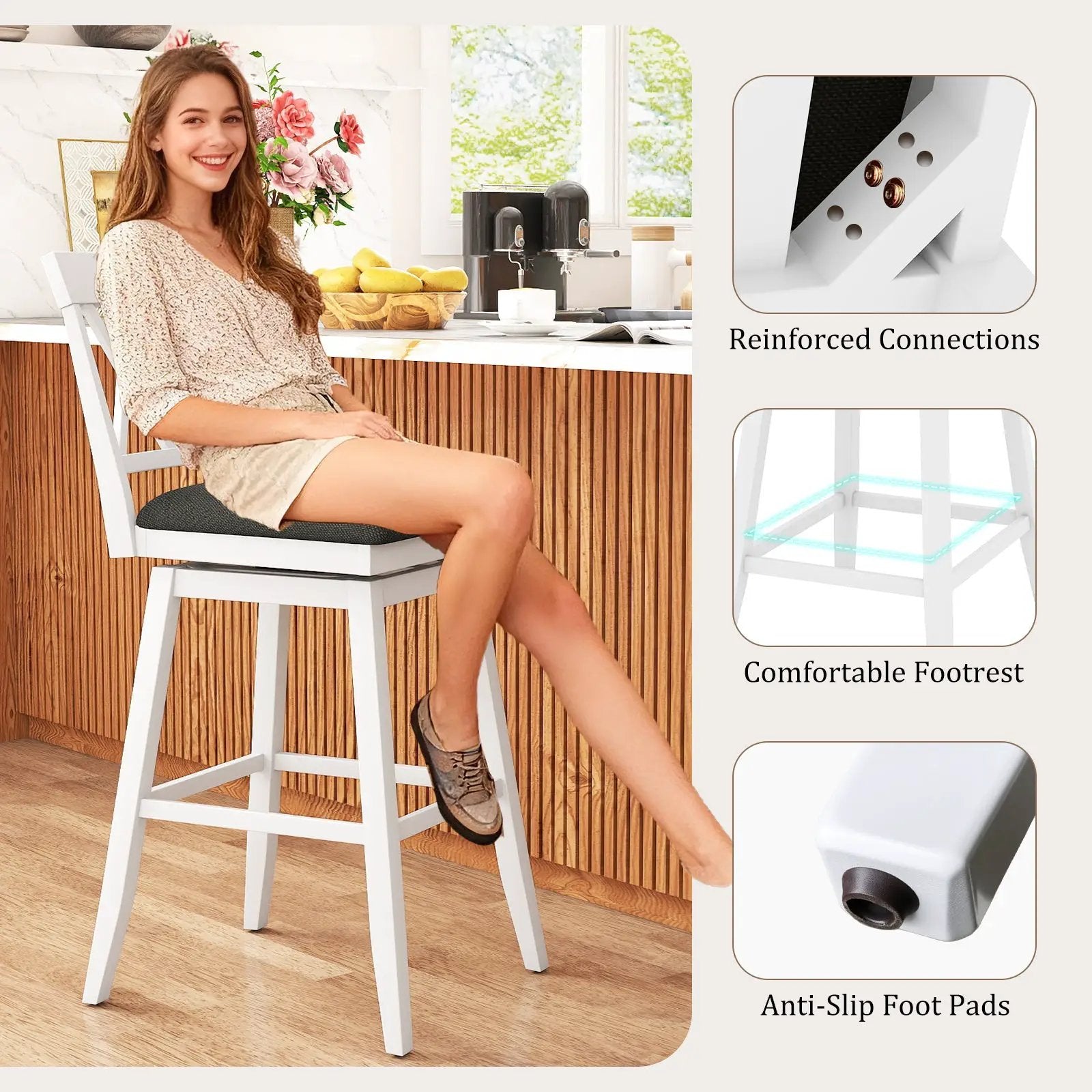 Counter Height Swivel Bar Stools with Upholstered Seat by DirectDeals