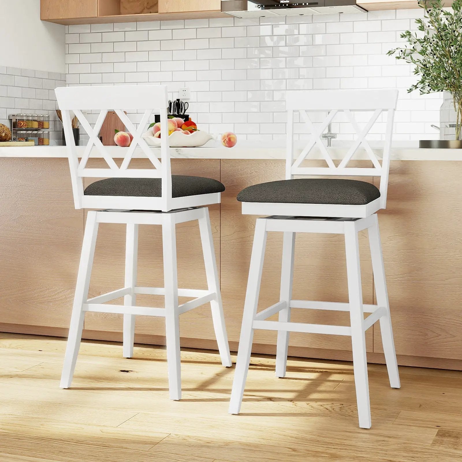 Counter Height Swivel Bar Stools with Upholstered Seat by DirectDeals