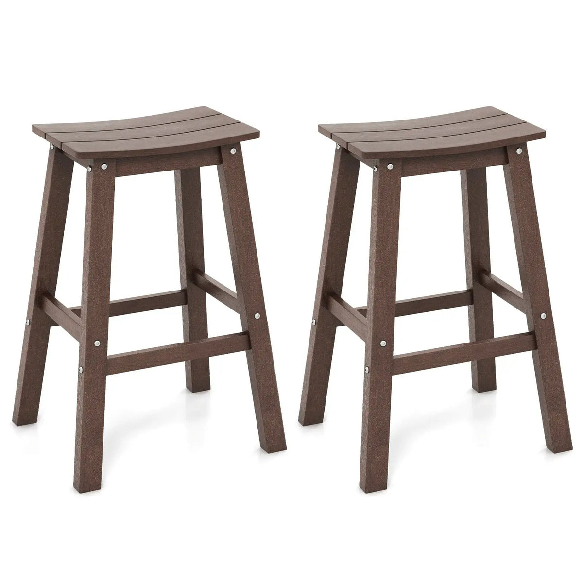 29 Inch HDPE Patio Bar Stool Set of 2 Armless Saddle Stools by DirectDeals