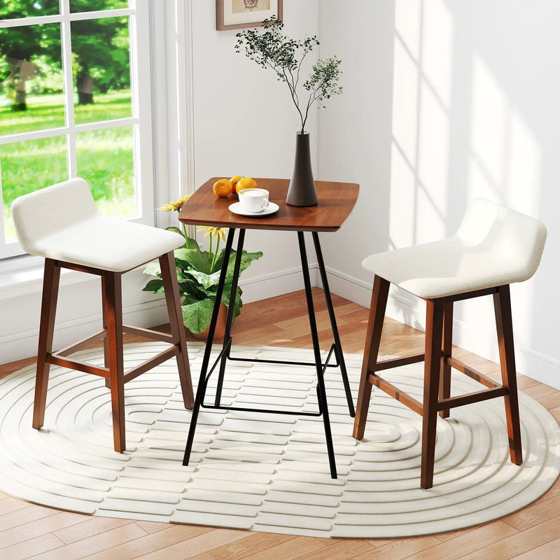 29 Inch Low-Back High-Top Chairs with Padded Seat and Rubber Wood Legs by DirectDeals