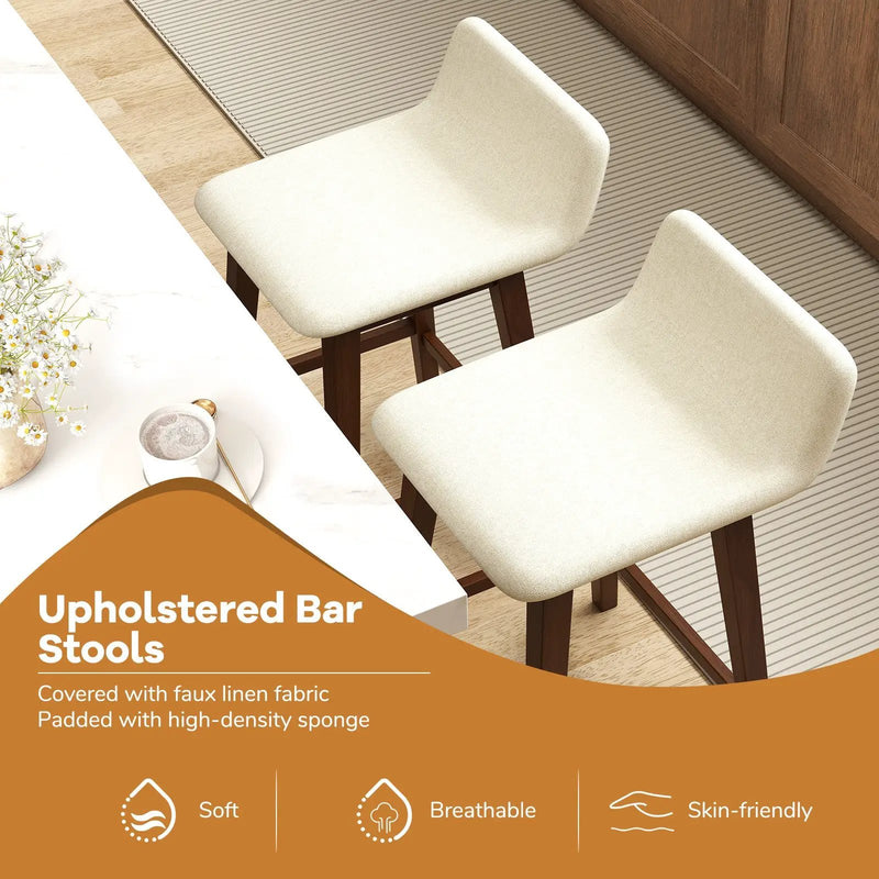 29 Inch Low-Back High-Top Chairs with Padded Seat and Rubber Wood Legs by DirectDeals