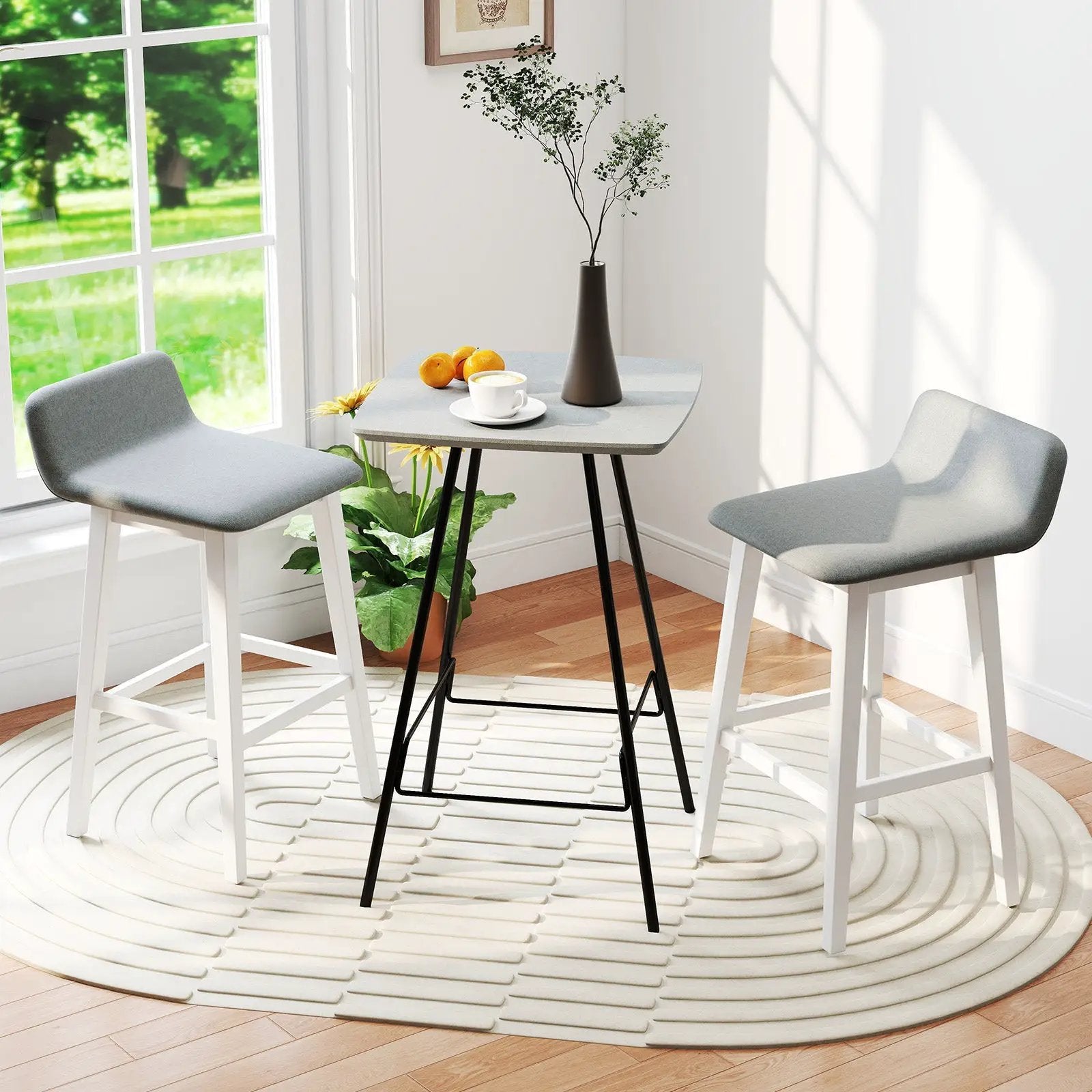 29 Inch Low-Back High-Top Chairs with Padded Seat and Rubber Wood Legs by DirectDeals