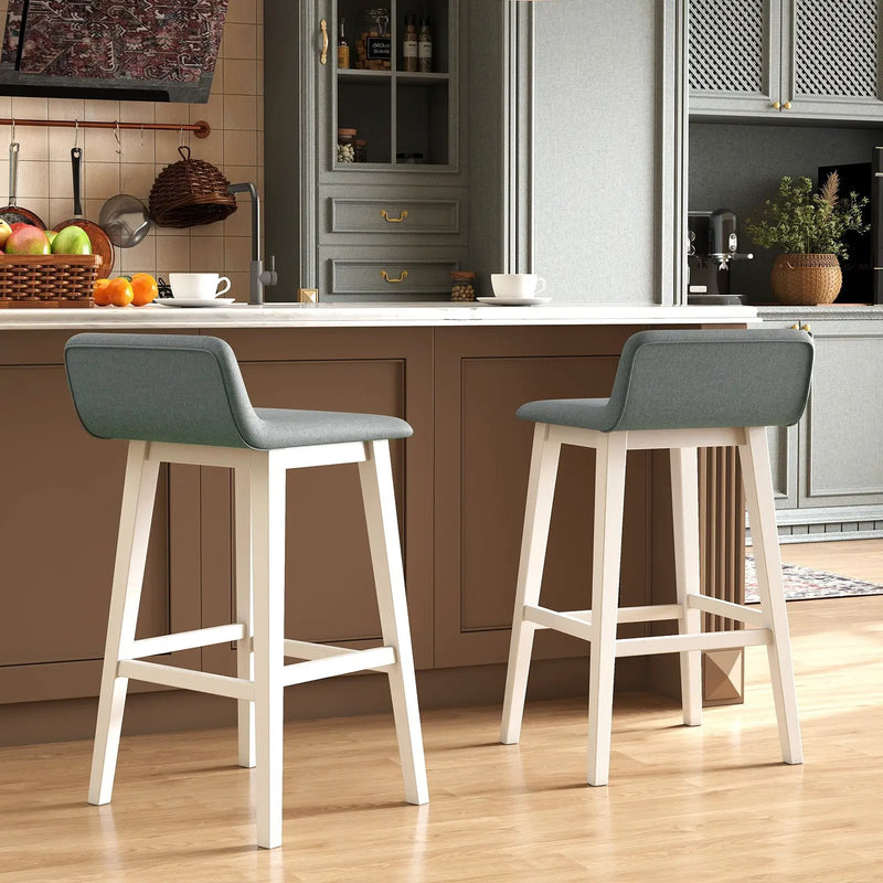 29 Inch Low-Back High-Top Chairs with Padded Seat and Rubber Wood Legs by DirectDeals