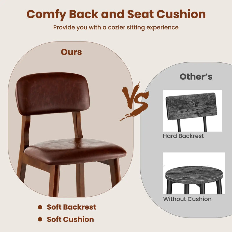 29 Inch Upholstered PU Bar Stools with Rubber Wood Legs-Set of 2 by DirectDeals
