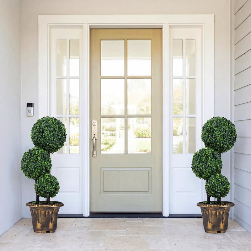 29 Inches Artificial Boxwood Topiary Tree Triple Ball Shrubs by DirectDeals