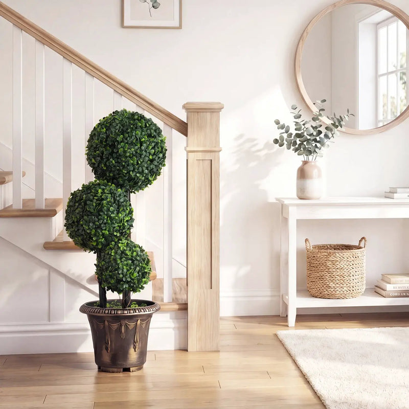 29 Inches Artificial Boxwood Topiary Tree Triple Ball Shrubs by DirectDeals