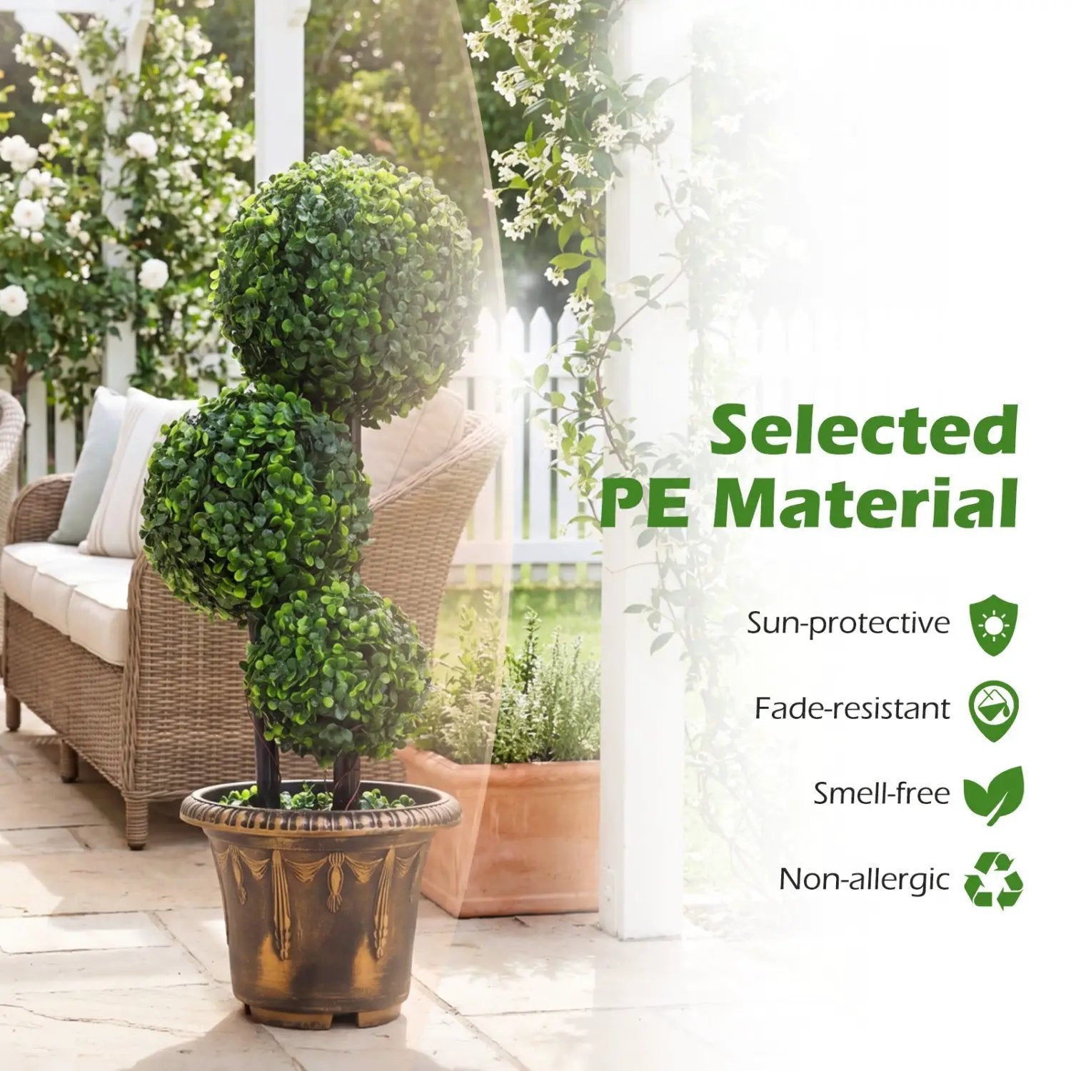 29 Inches Artificial Boxwood Topiary Tree Triple Ball Shrubs by DirectDeals